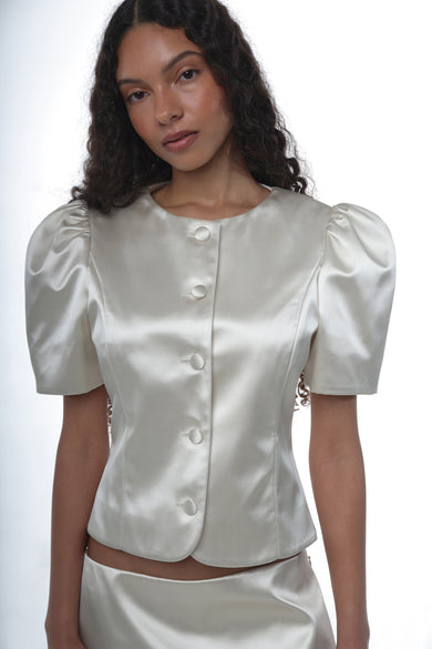 Sandy Liang BONNY JACKET IN CHAMPAGNE SATIN