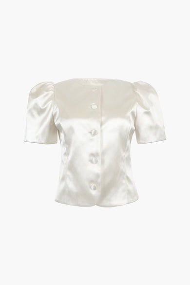 sandy liang BONNY JACKET IN CHAMPAGNE SATIN