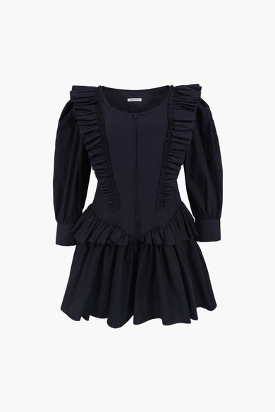 sandy liang CALLIE DRESS IN NAVY