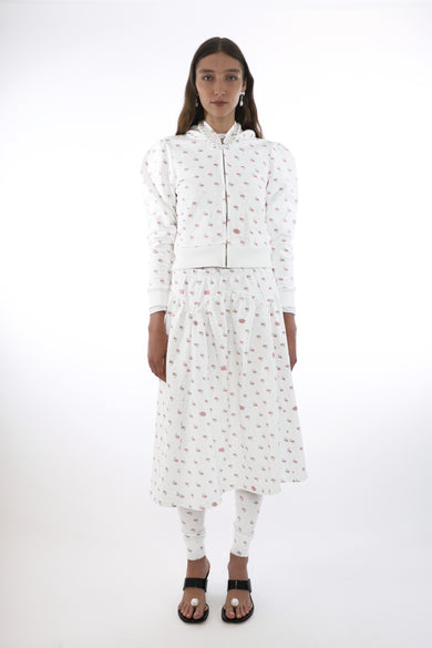 Sandy Liang CARDAMOM HOODIE IN WHITE EVIL FLORAL