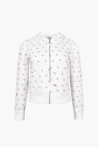 sandy liang CARDAMOM HOODIE IN WHITE EVIL FLORAL