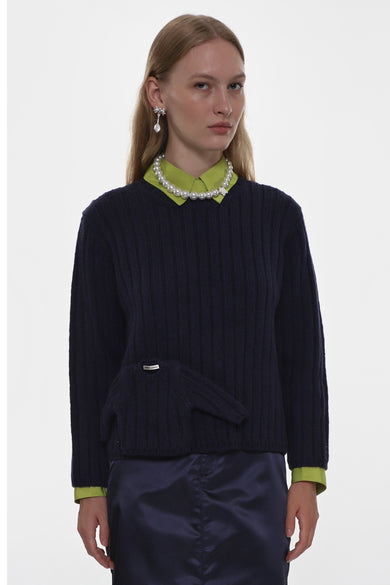 Sandy Liang CARLOW SWEATER IN DARK NAVY