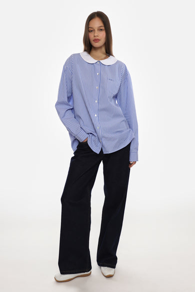 Sandy Liang CONTESSA SHIRT IN BLUE STRIPE