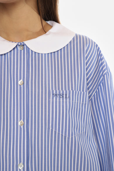Sandy Liang CONTESSA SHIRT IN BLUE STRIPE