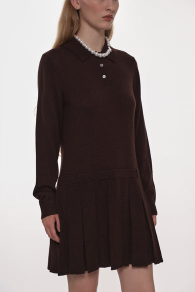 Sandy Liang HAGUE SWEATER DRESS IN BROWN