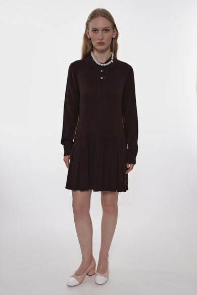 Sandy Liang HAGUE SWEATER DRESS IN BROWN