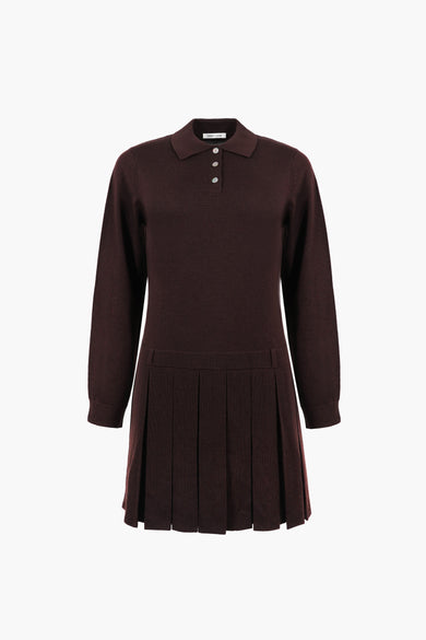 sandy liang HAGUE SWEATER DRESS IN BROWN
