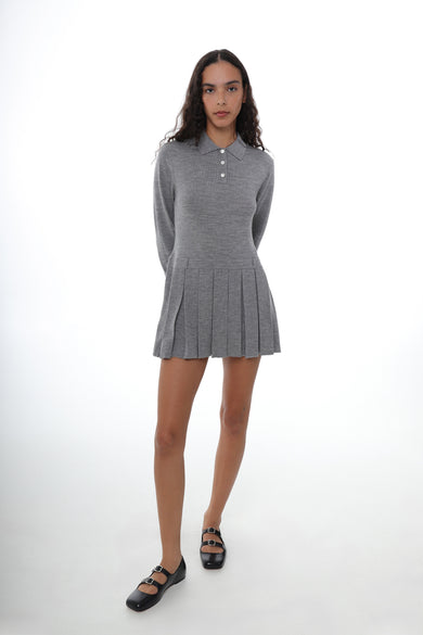 Sandy Liang HAGUE SWEATER DRESS IN GREY