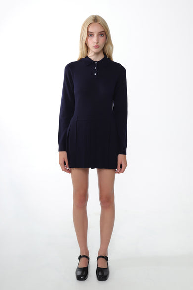 Sandy Liang HAGUE SWEATER DRESS IN NAVY