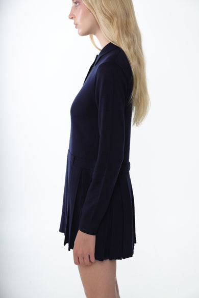 Sandy Liang HAGUE SWEATER DRESS IN NAVY
