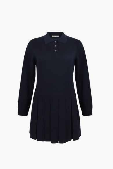 sandy liang HAGUE SWEATER DRESS IN NAVY