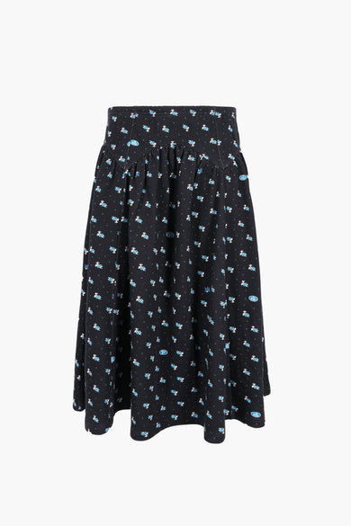 sandy liang HOUSTON SKIRT IN NAVY EVIL FLORAL