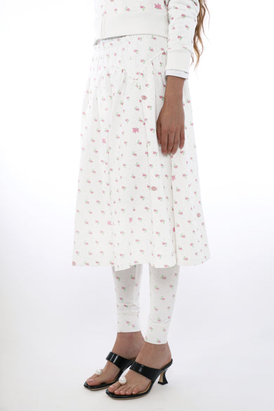 Sandy Liang HOUSTON SKIRT IN WHITE EVIL FLORAL