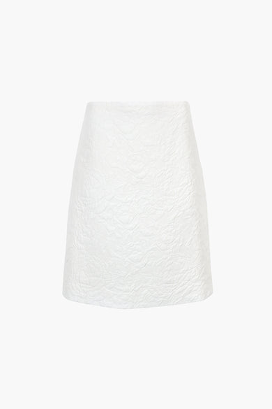 sandy liang INA SKIRT IN WHITE JACQUARD