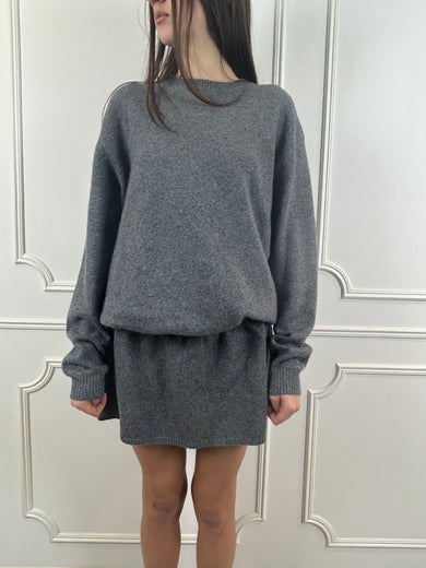 Sandy Liang KAZIA KNIT DRESS IN HEATHER GREY