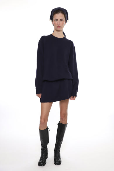 Sandy Liang KAZIA KNIT DRESS IN NAVY