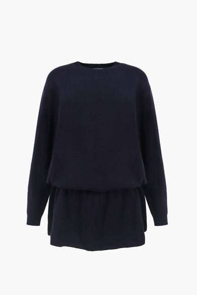 sandy liang KAZIA KNIT DRESS IN NAVY