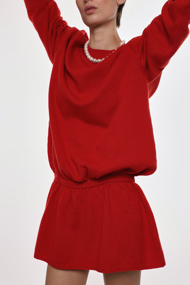 Sandy Liang KAZIA KNIT DRESS IN RED