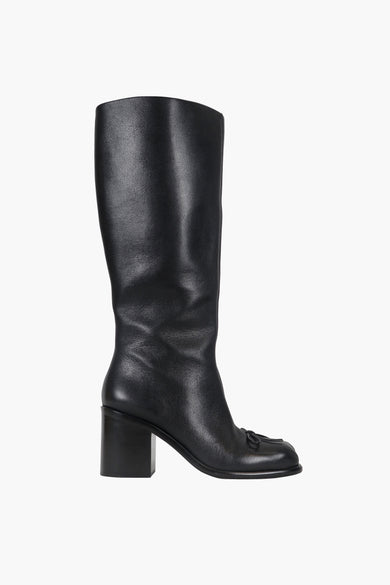 sandy liang KNEE HIGH POINTE BOOT IN BLACK