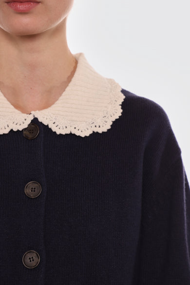 Sandy Liang KODA CARDIGAN IN NAVY