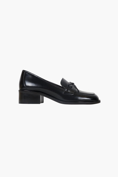 sandy liang LOAFER IN BLACK SPAZZOLATO