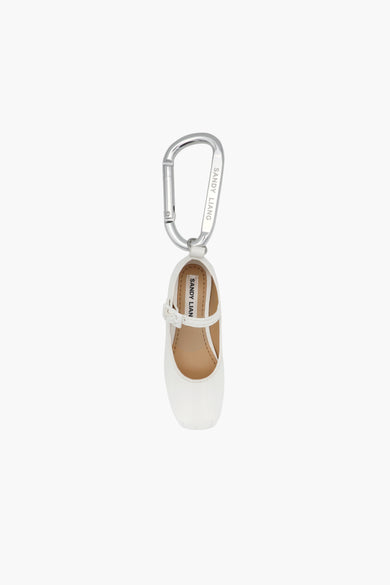 sandy liang MARY JANE POINTE BAG CHARM IN WHITE