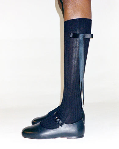 Sandy Liang MARY JANE POINTE IN BLACK NAPPA