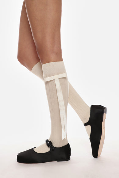 Sandy Liang MARY JANE POINTE IN BLACK SATIN
