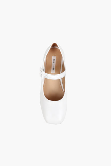 Sandy Liang MARY JANE POINTE IN OPTIC WHITE NAPPA