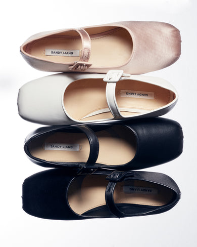 Sandy Liang MARY JANE POINTE IN OPTIC WHITE NAPPA