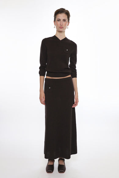 Sandy Liang MYOS CASHMERE SKIRT IN BROWN