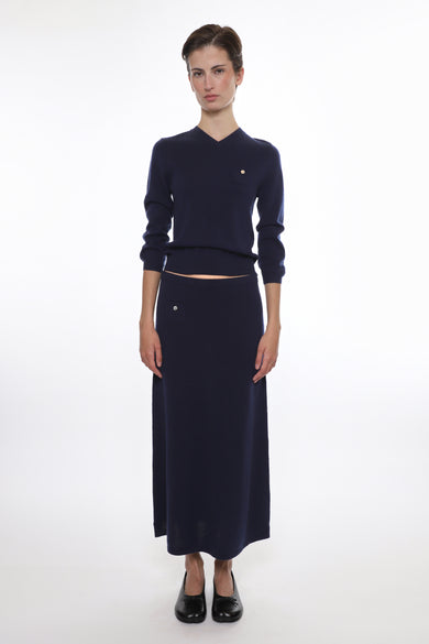 Sandy Liang MYOS CASHMERE SKIRT IN NAVY