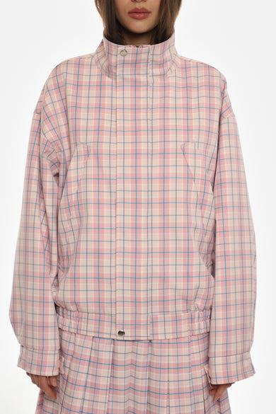 Sandy Liang PAPAS JACKET IN PINK TARTAN