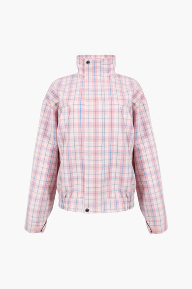 sandy liang PAPAS JACKET IN PINK TARTAN