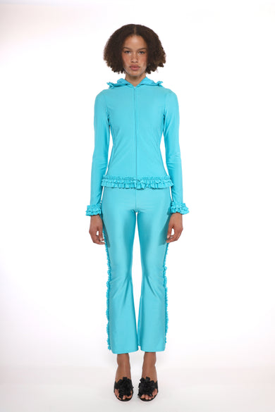 Sandy Liang PARSNIP ZIP HOODIE IN AQUA