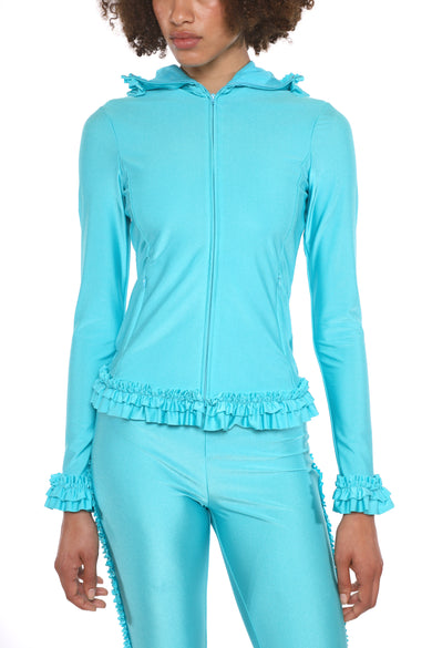 Sandy Liang PARSNIP ZIP HOODIE IN AQUA