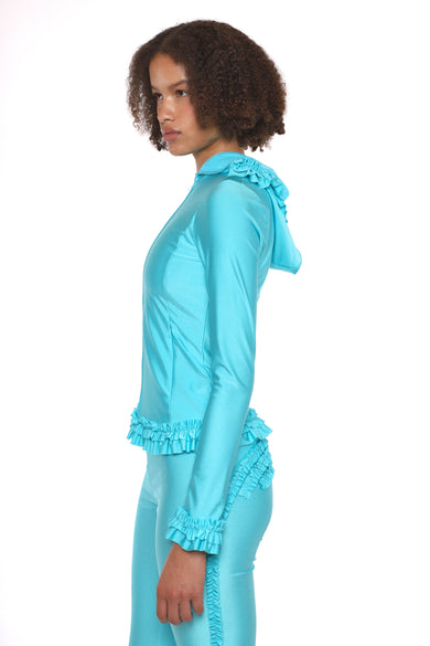 Sandy Liang PARSNIP ZIP HOODIE IN AQUA