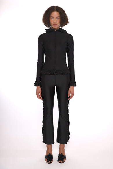 Sandy Liang PARSNIP ZIP HOODIE IN BLACK