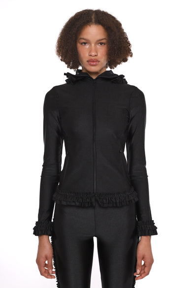 Sandy Liang PARSNIP ZIP HOODIE IN BLACK