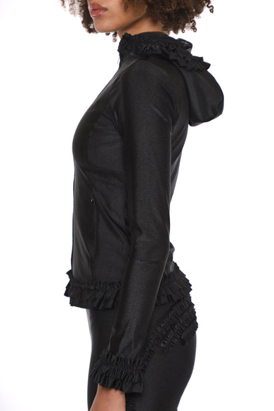 Sandy Liang PARSNIP ZIP HOODIE IN BLACK