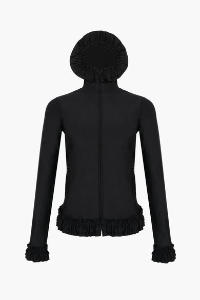 sandy liang PARSNIP ZIP HOODIE IN BLACK