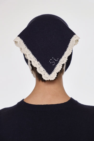 Sandy Liang PECK BONNET IN NAVY