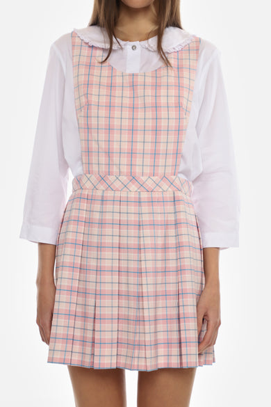 Sandy Liang PILOT PINAFORE IN PINK TARTAN