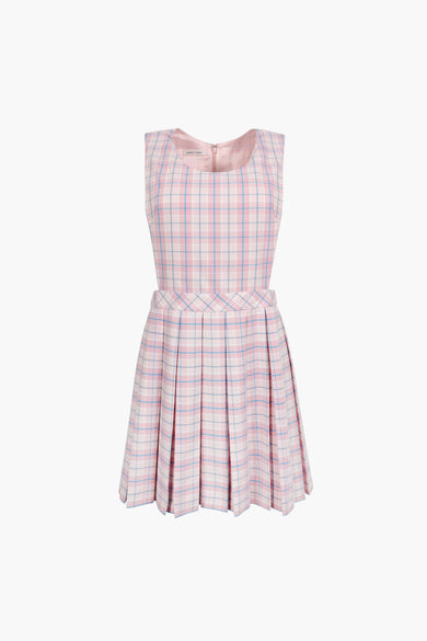 sandy liang PILOT PINAFORE IN PINK TARTAN
