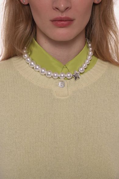 Sandy Liang PINO CASHMERE SWEATER IN PALE YELLOW