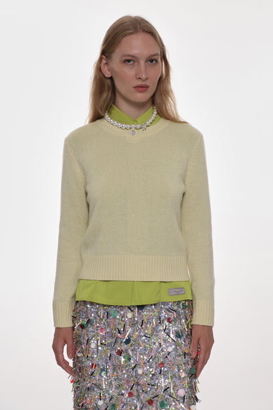 Sandy Liang PINO CASHMERE SWEATER IN PALE YELLOW