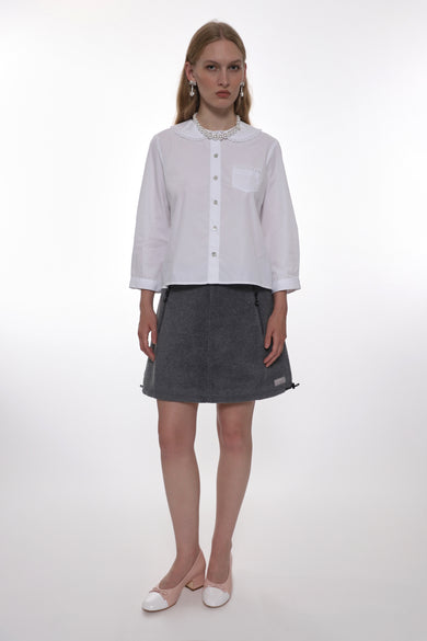 Sandy Liang POLAR FLEECE SKIRT IN GREY