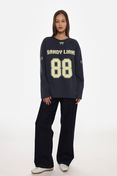 Sandy Liang PRINCETON TOP IN NAVY