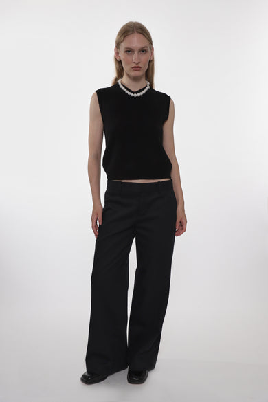 Sandy Liang SHRUNKEN CASHMERE VEST IN BLACK