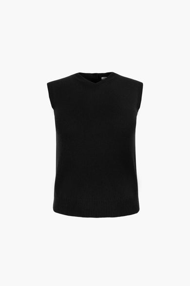 sandy liang SHRUNKEN CASHMERE VEST IN BLACK